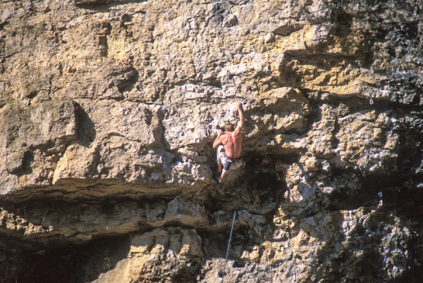 David Dahl on Daily Grind (5.11a), Willow River.